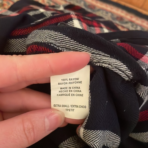 Rails navy, red and white plaid flannel button down size xs - Picture 4 of 4